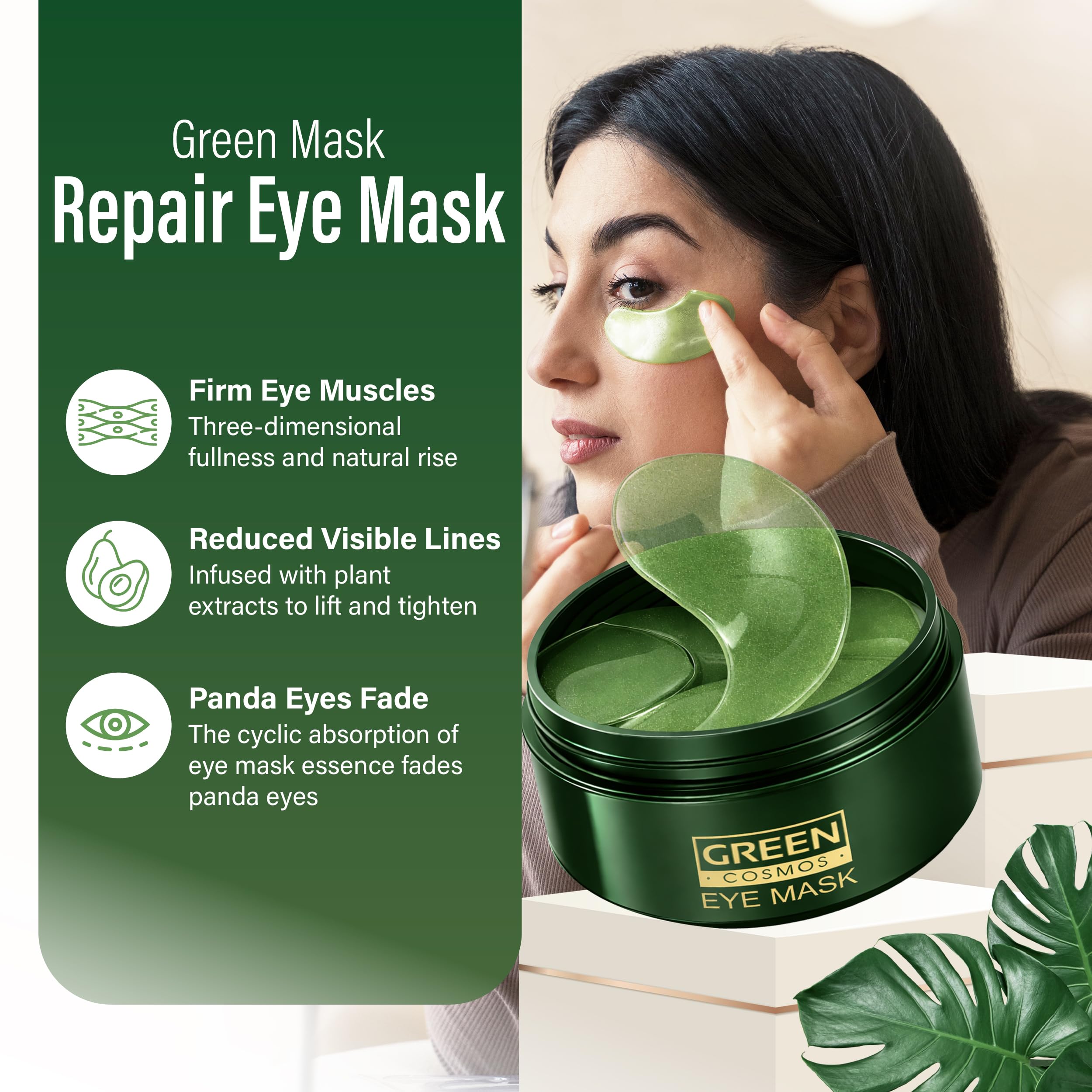 Green Cosmos close-up of hydrogel texture highlighting soothing hydration
