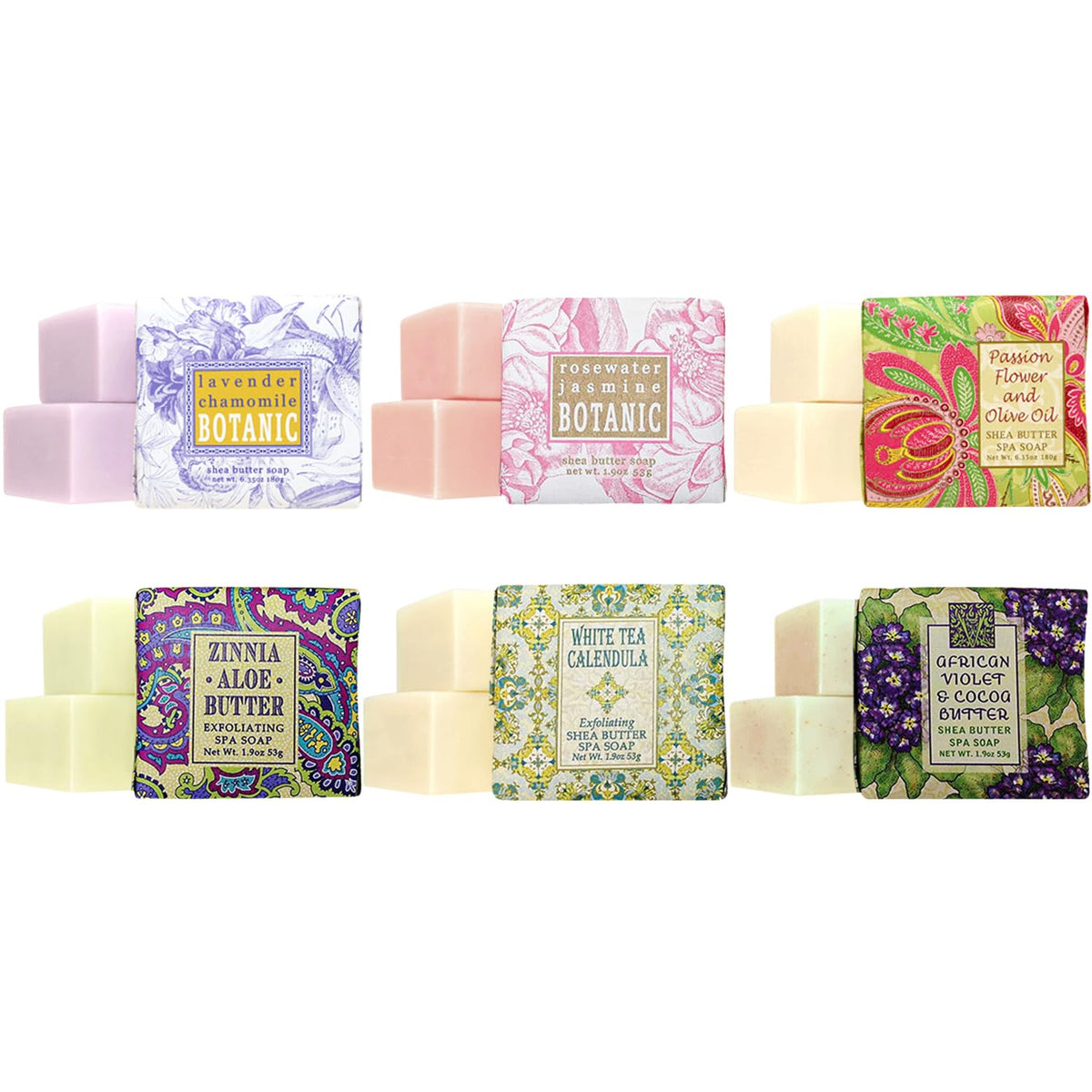 Greenwich Bay Soap front packaging showing six wrapped luxury mini bars and gift-ready presentation