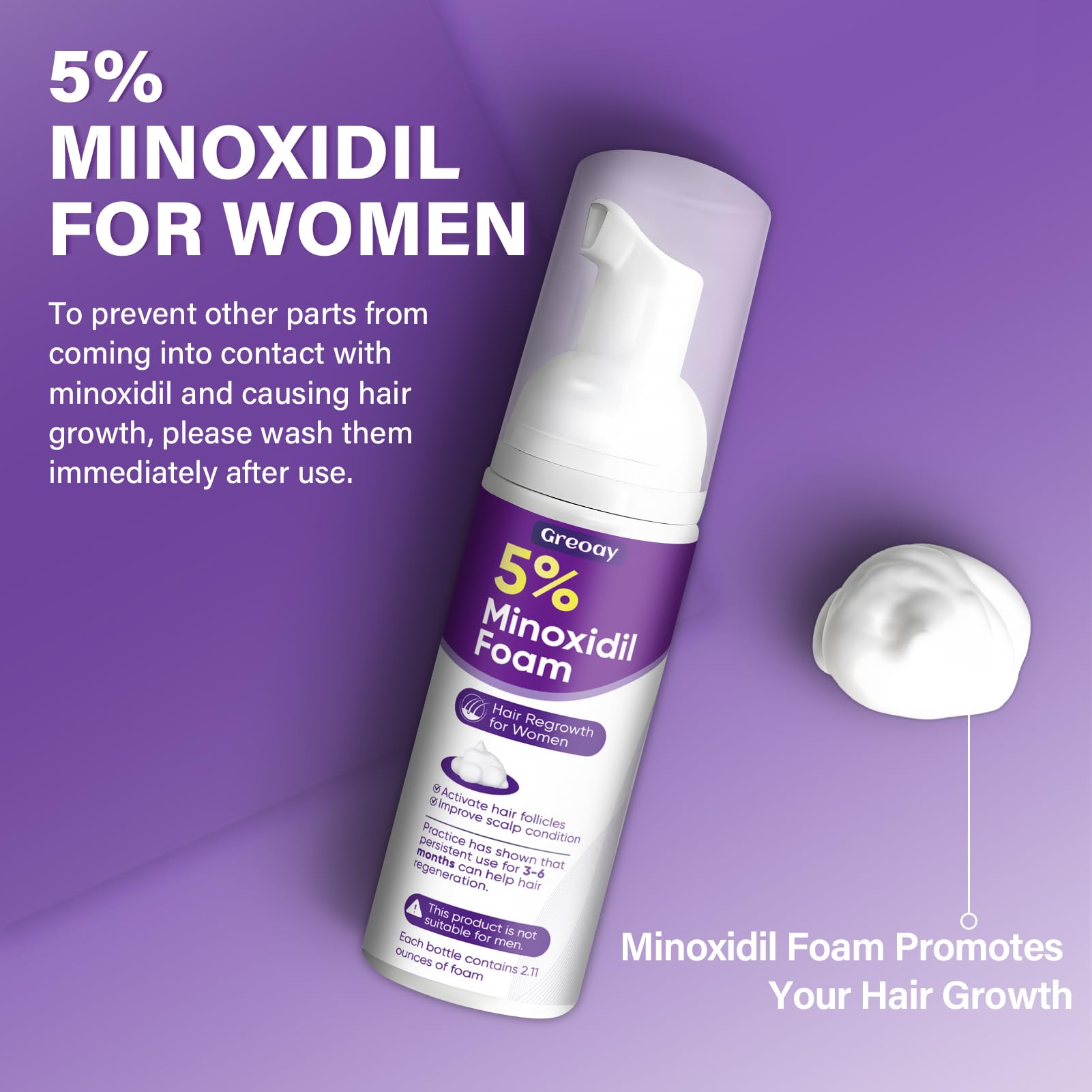 Greoay applied to scalp on thinning area showing targeted treatment