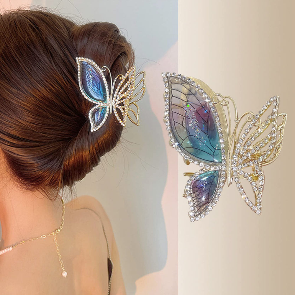 GRHOSE butterfly clip front view showing decorative design and secure hold