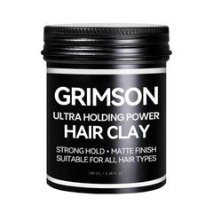 GRIMSON front view of container showing product label and matte finish benefit