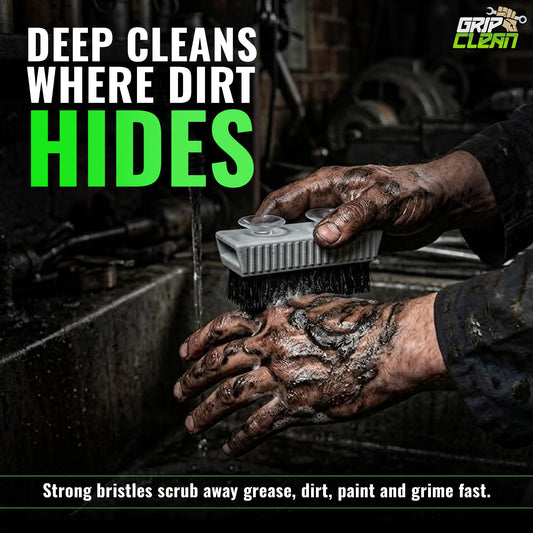 Grip Clean close-up of extra-stiff bristles highlighting deep grime removal benefit