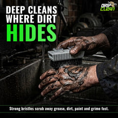 Grip Clean close-up of extra-stiff bristles highlighting deep grime removal benefit