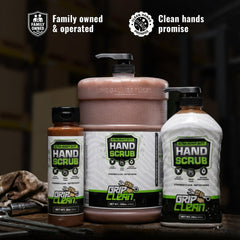 Grip Clean product label close-up showing features and durable construction benefit