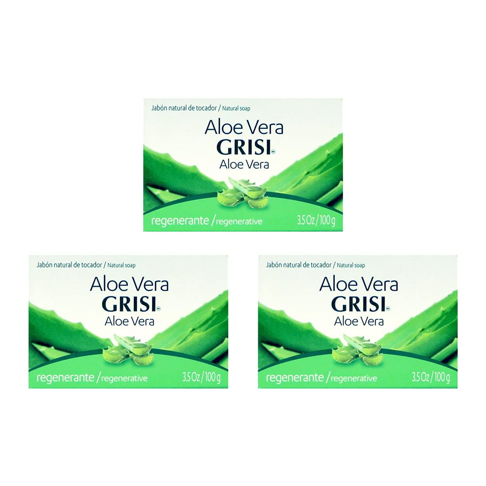 Grisi front packaging showing three aloe soap bars and convenient value