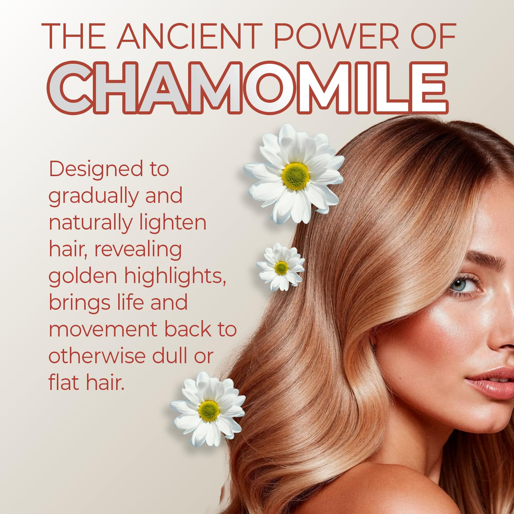 Close-up chamomile flowers beside Grisi Manzanilla bottle illustrating natural extract benefits