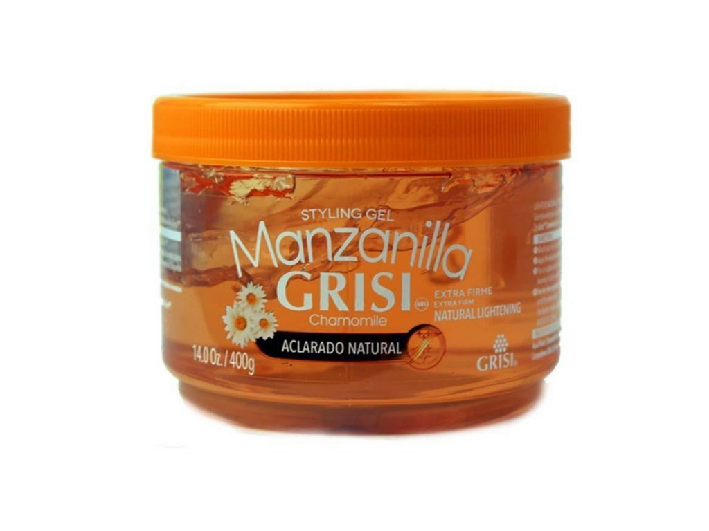 Grisi manzanilla gel front packaging showing bottle and branding for gentle styling benefit