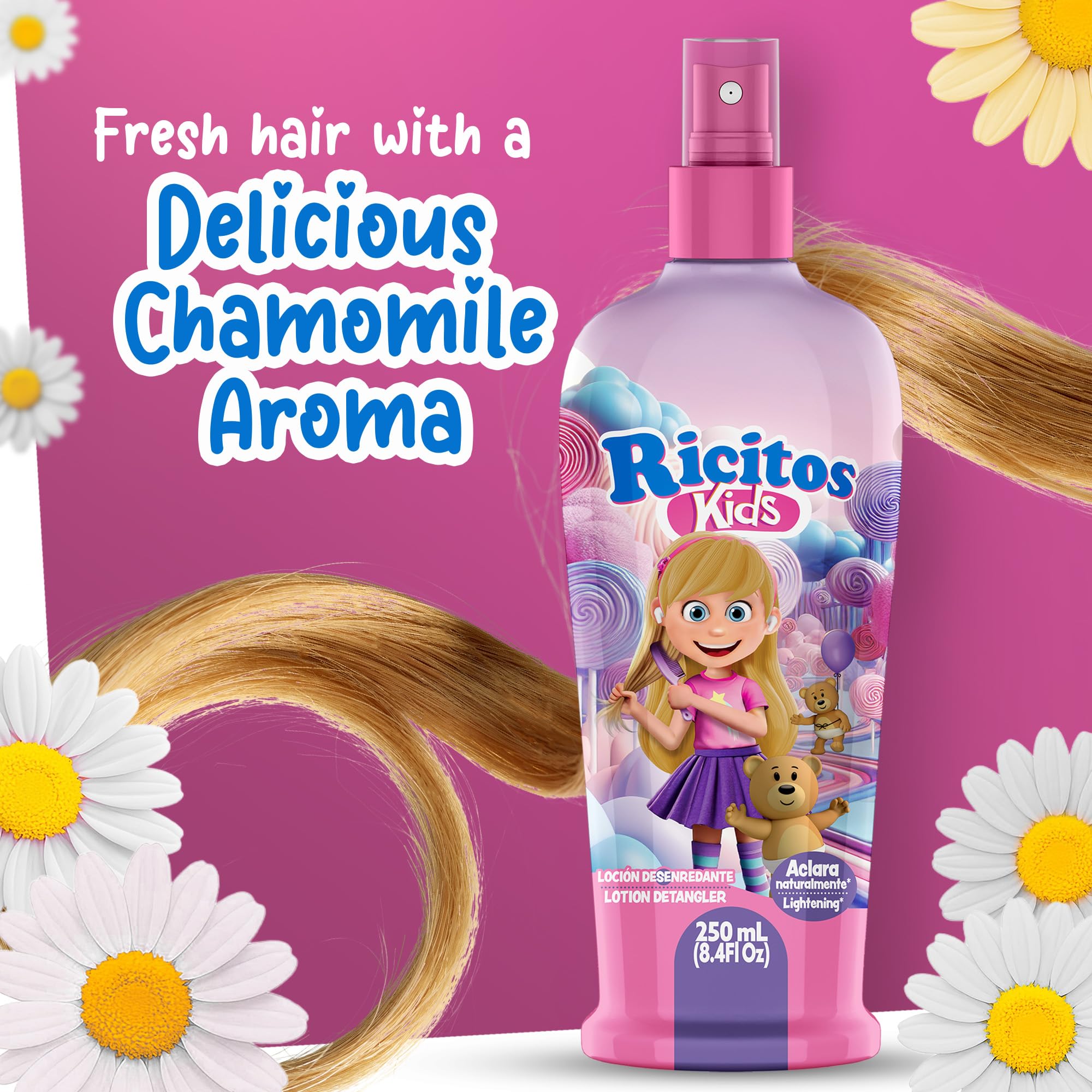 Grisi Ricitos in use detangling a child’s hair for painless brushing and reduced knots