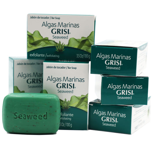 grisi seaweed soap close-up texture showing algae particles for exfoliation