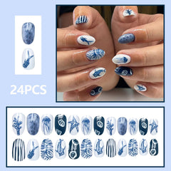 GRITOSE close-up whale shark detail on glossy short almond nail highlighting bold design