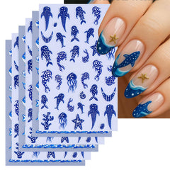 GRITOSE front packaging showing six ocean-themed nail sticker sheets and benefits