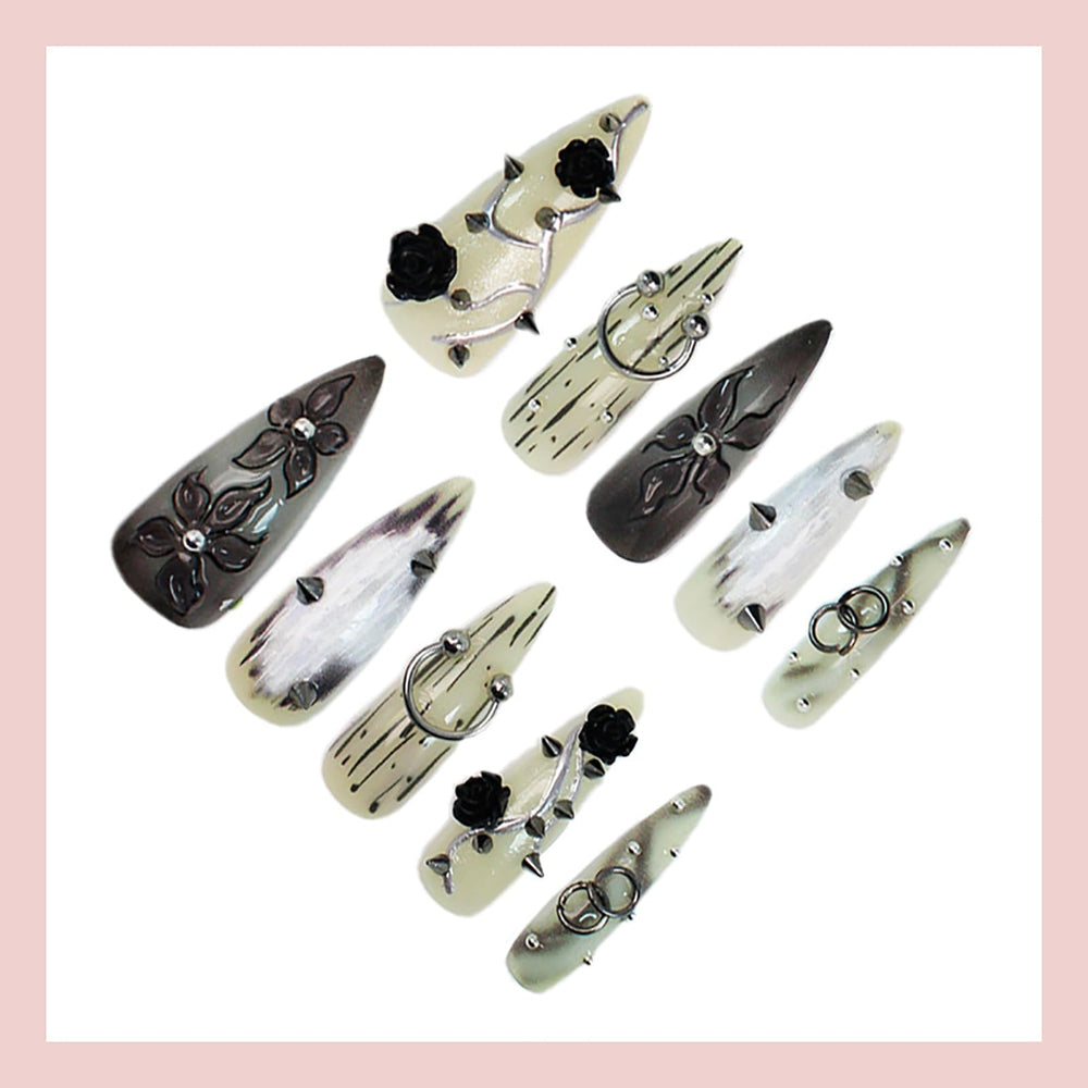 GRITOSE kit tools laid out with file, cuticle stick and sticker for easy application