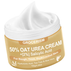 Grocerism used in nighttime routine showing intensive foot repair
