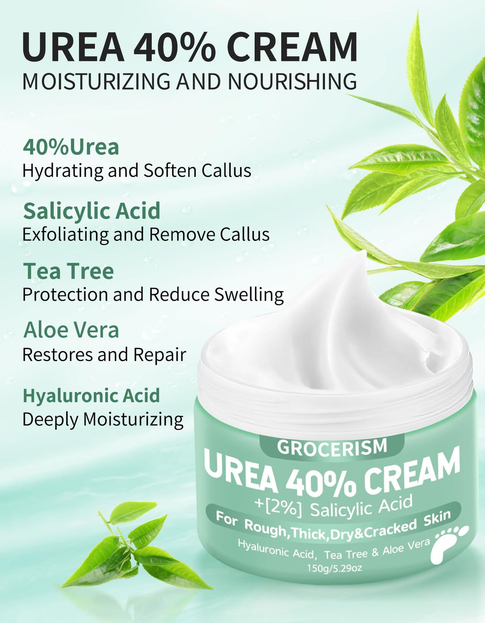 Grocerism being applied to heel demonstrating targeted care and softer-feeling results