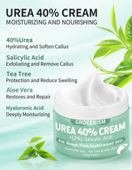 Grocerism being applied to heel demonstrating targeted care and softer-feeling results