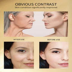 Grospe close-up of tiny gold flakes in serum adding instant radiance