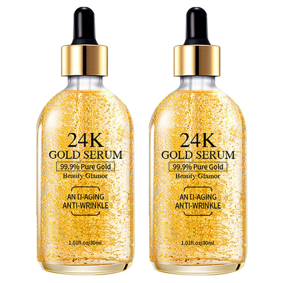 Grospe front packaging showing two 24K gold serum bottles and benefits