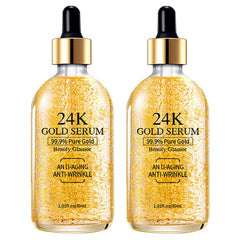 Grospe front packaging showing two 24K gold serum bottles and benefits