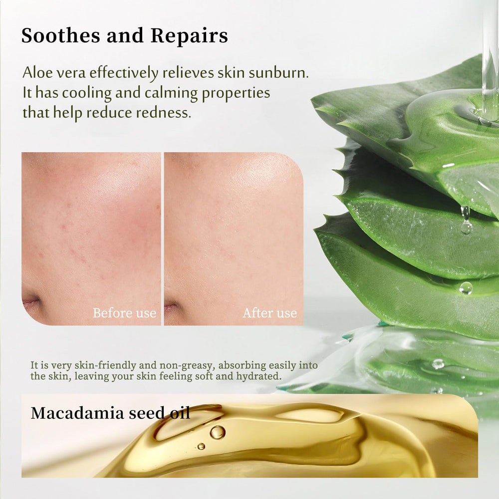 Grospe aloe gel texture close-up highlighting lightweight, non-greasy absorption and hydration