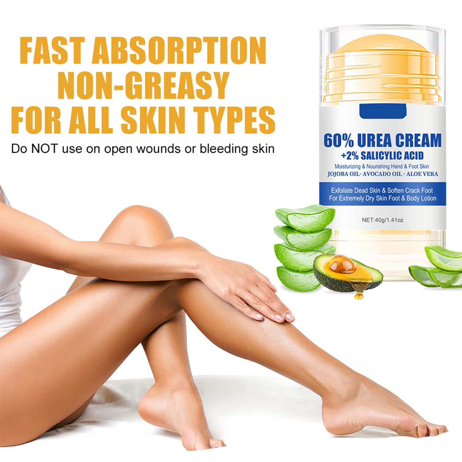 Grospe applied to heel illustrating targeted hydration and reduced roughness