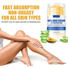 Grospe applied to heel illustrating targeted hydration and reduced roughness