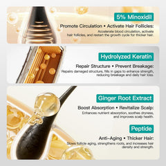 Grospe applying to scalp demonstration showing massage application for improved coverage