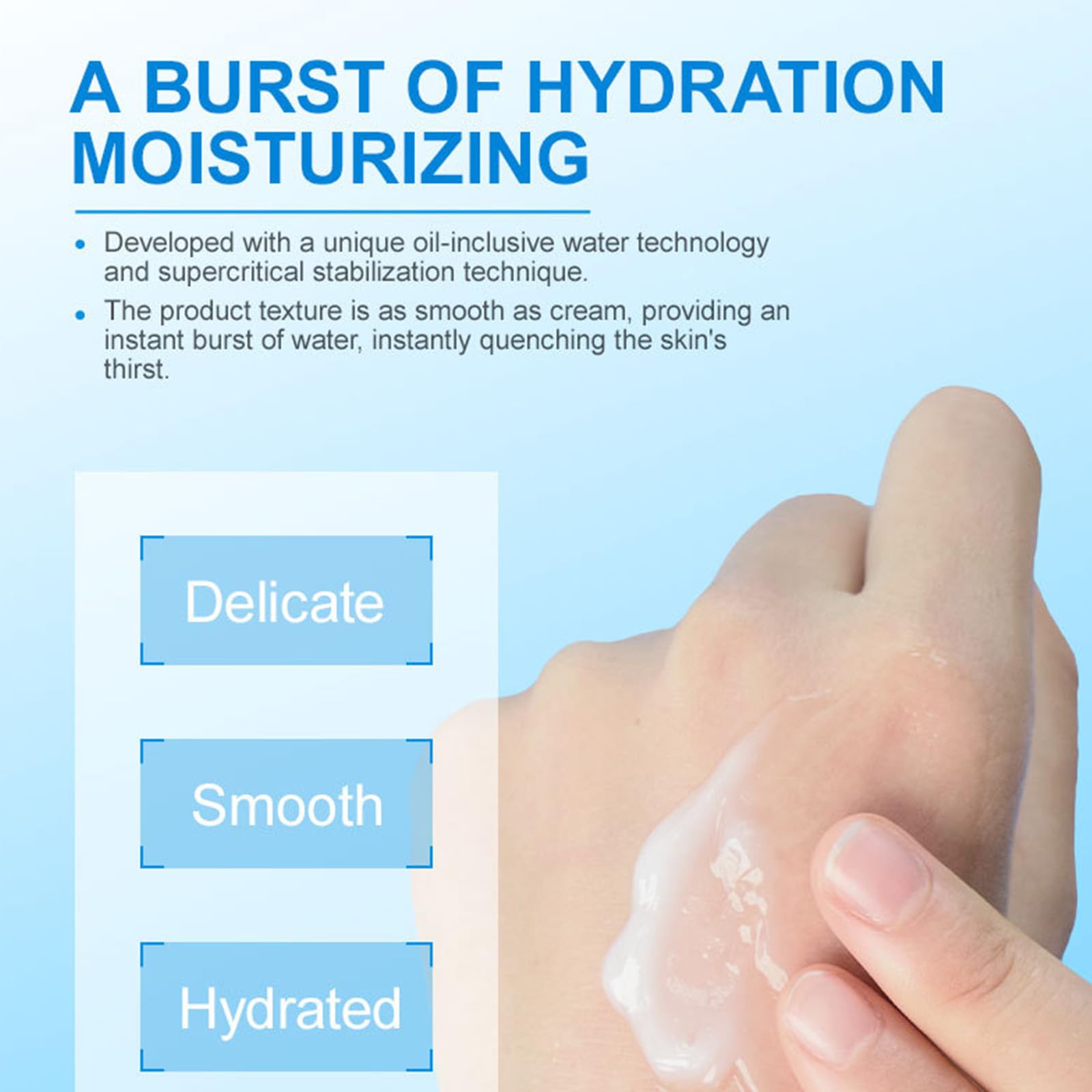 Grospe cream dispensed on hand demonstrating lightweight application and non-greasy finish