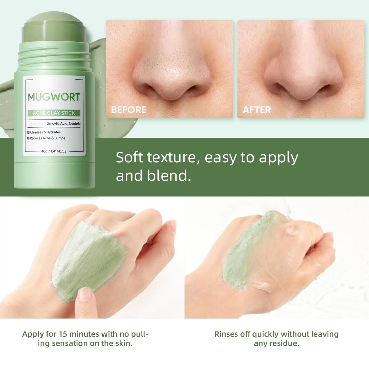 Grospe wormwood mask texture closeup showing soothing cream for sensitive areas