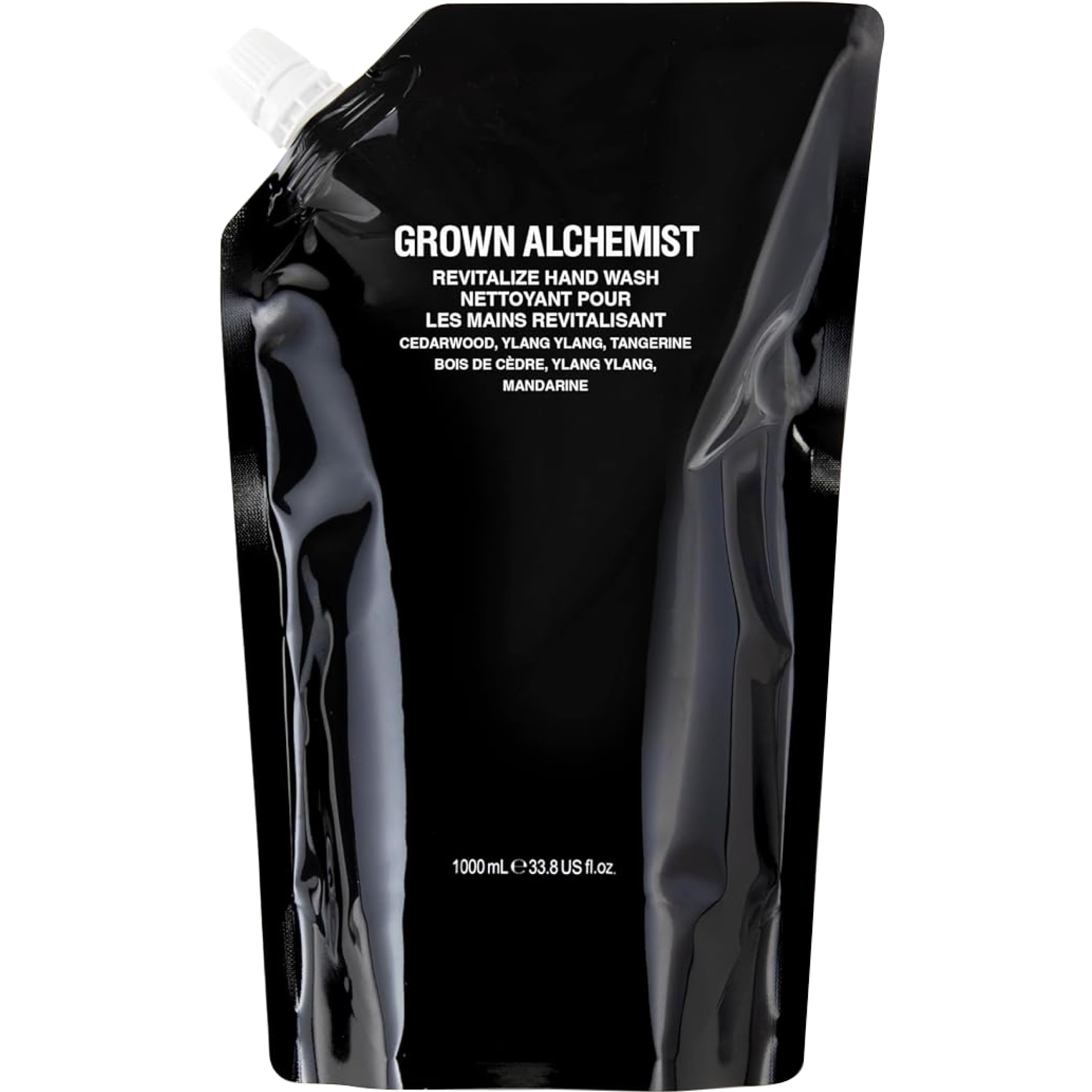 Grown Alchemist front label on 1L refill showing product name and scent benefit