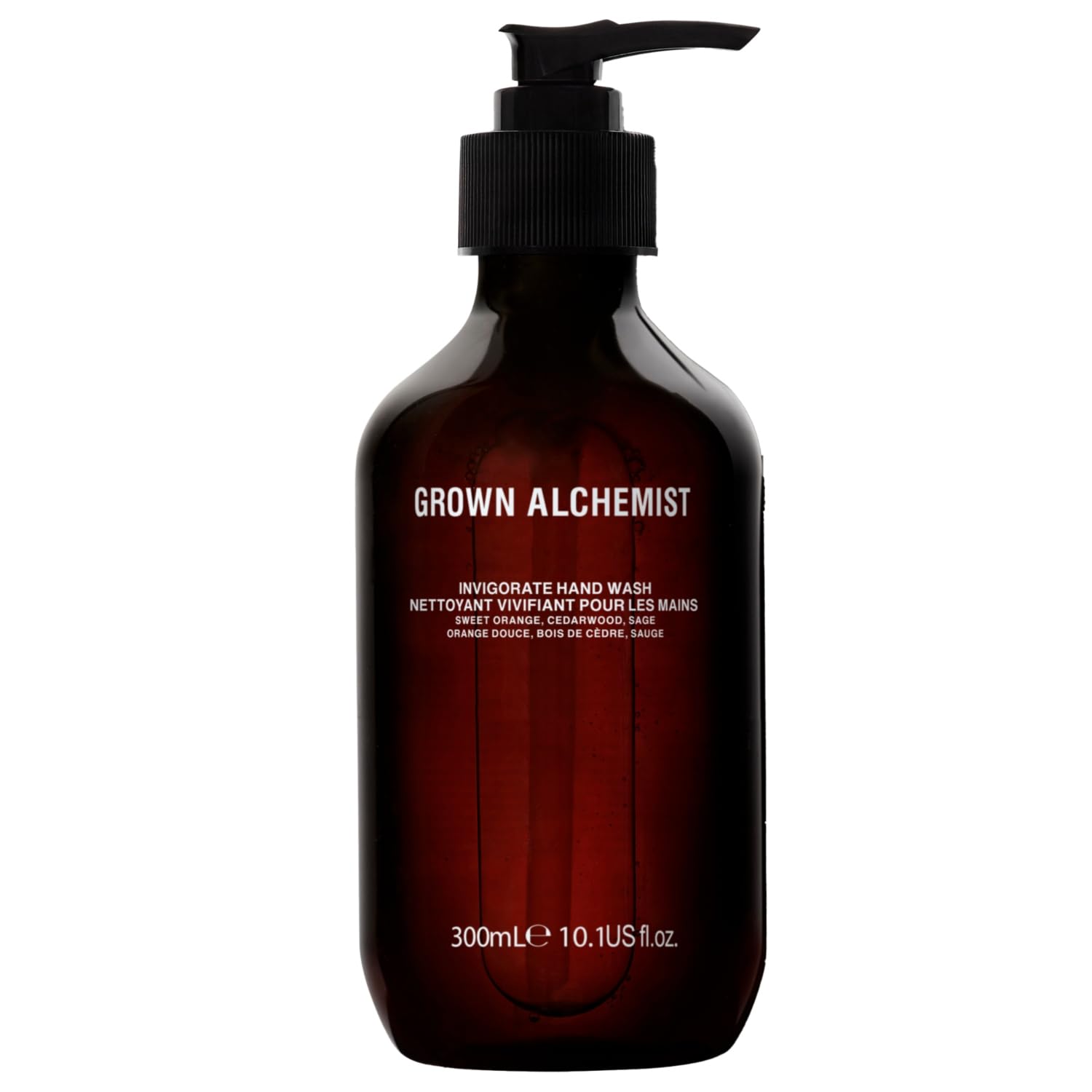 Grown Alchemist front bottle showing label and elegant design, promotes luxury cleansing