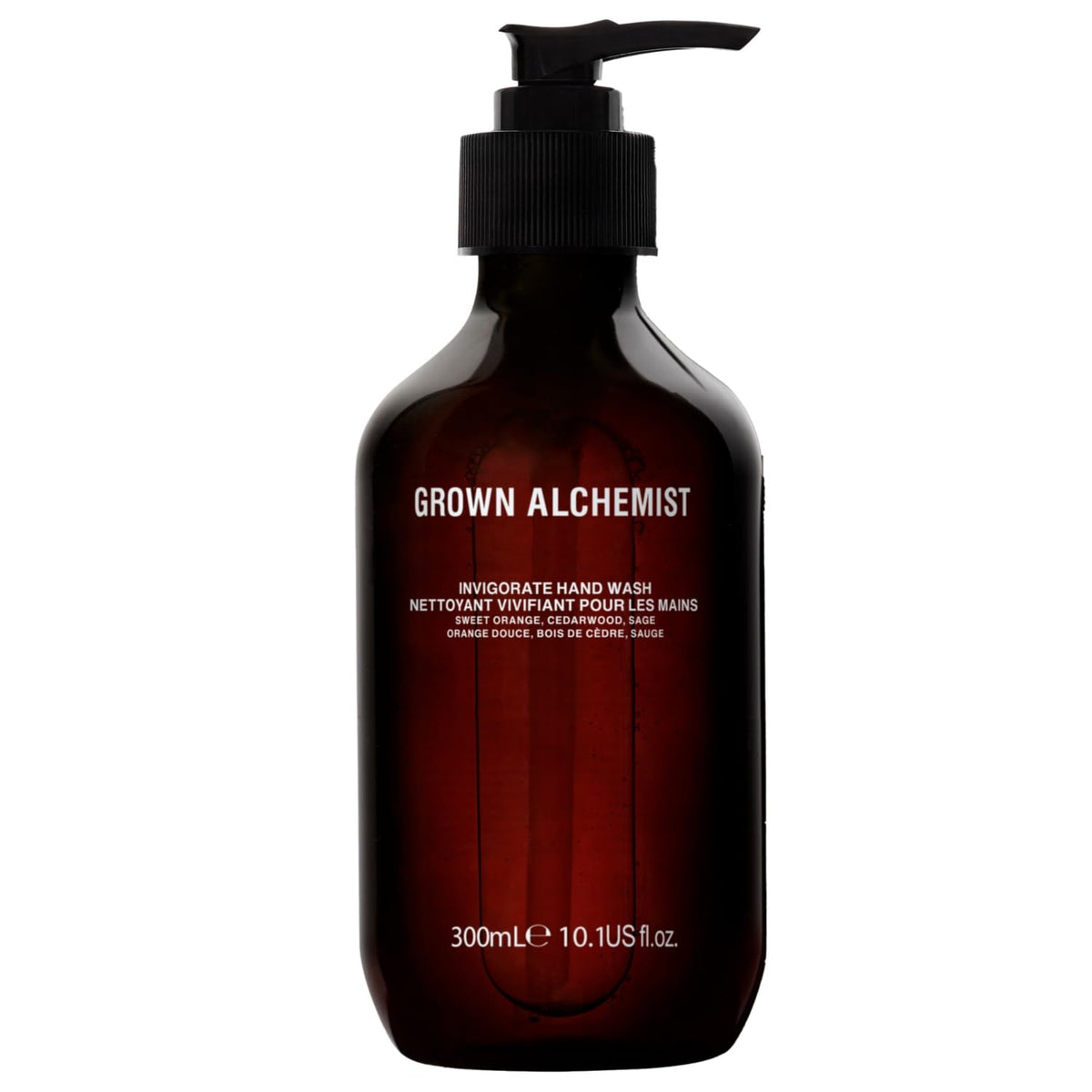 Grown Alchemist front bottle showing label and elegant design, promotes luxury cleansing