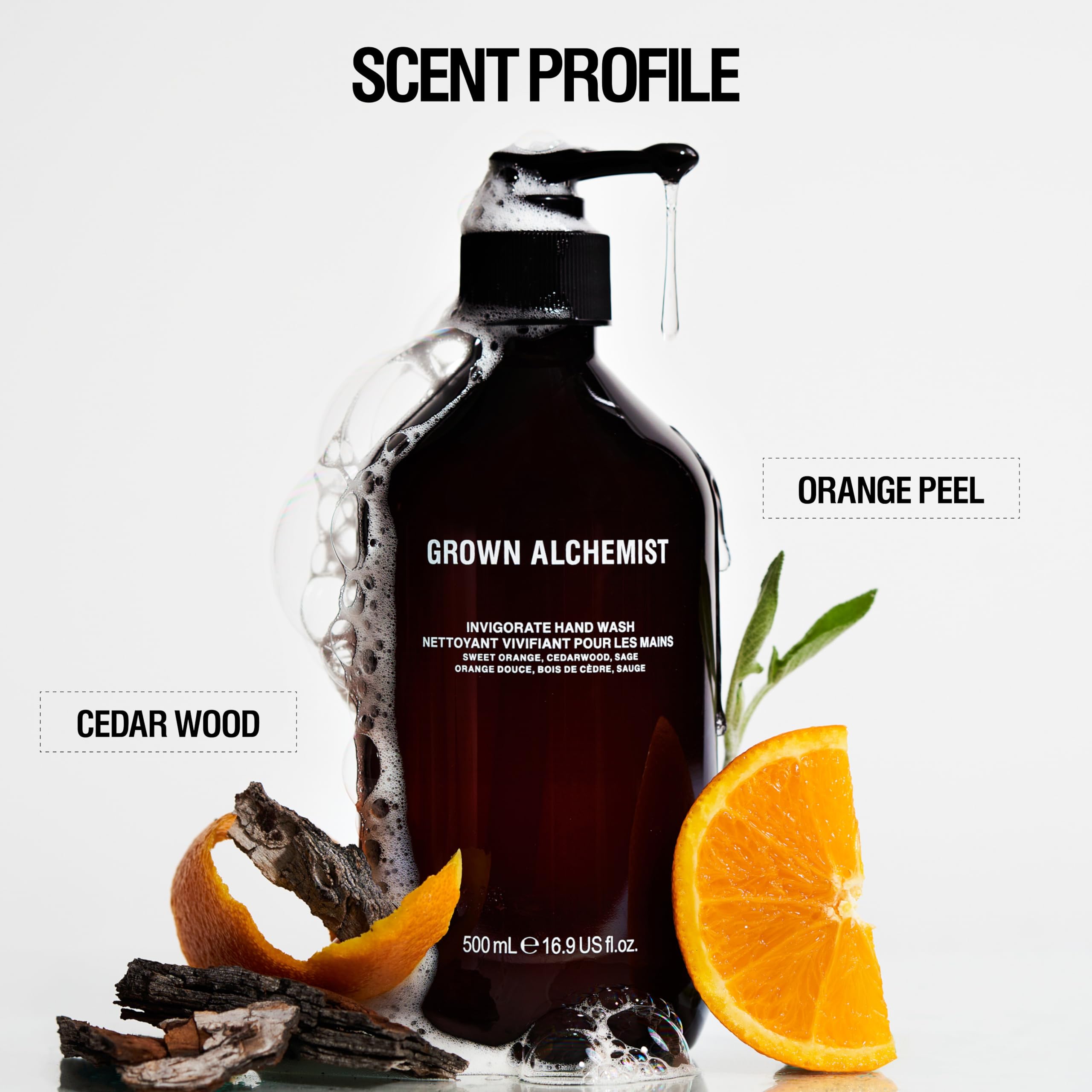 Grown Alchemist product label and ingredient list highlighting plant-based benefits
