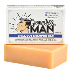 Grown Ass Man Co. front packaging Chill Out showing eco-friendly bar benefit