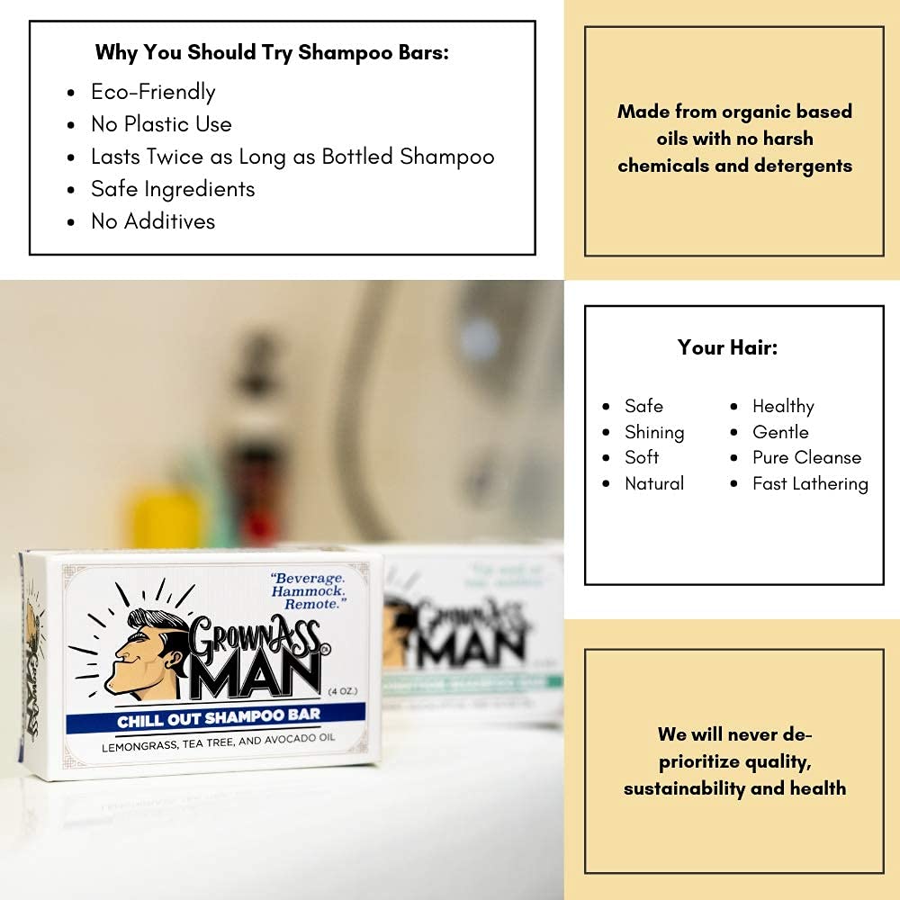 Grown Ass Man Co. man washing hair in shower showing 3-in-1 convenience