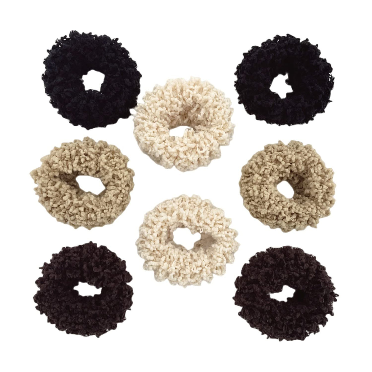Grutyopkn front packaging showing eight multi-colored scrunchies for gifting