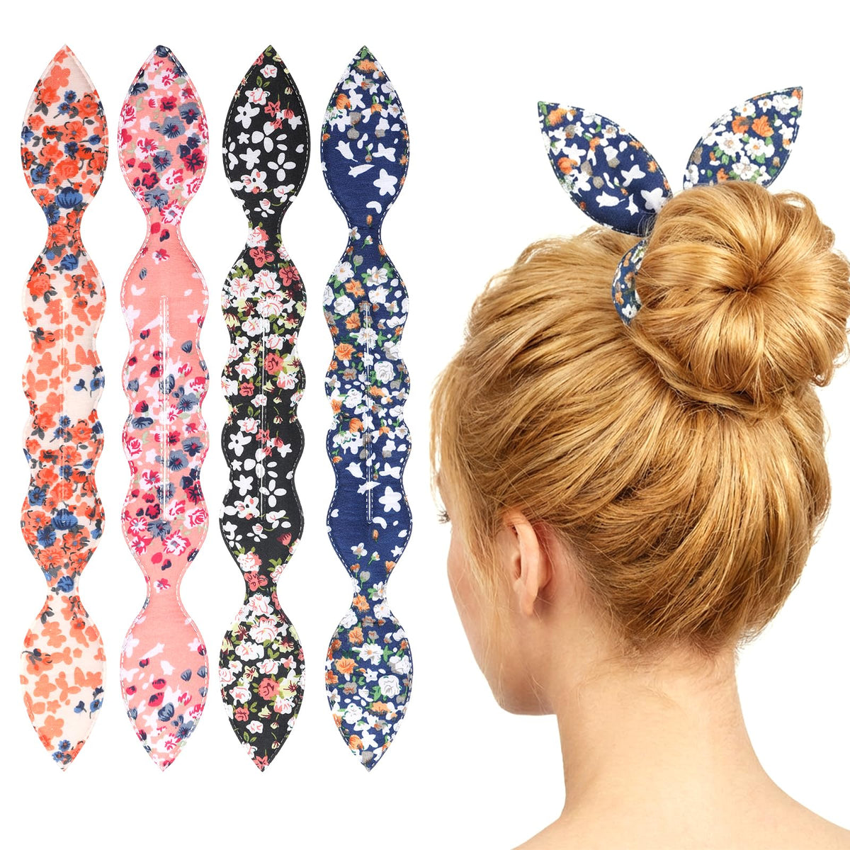 Gsbnjuy front view showing four-color bun makers and quick styling benefit