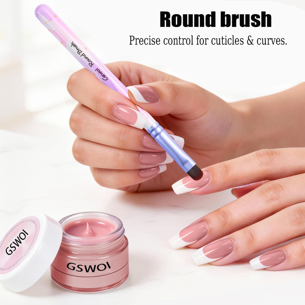 GSWOI brush in use applying polygel for smooth, controlled sculpting