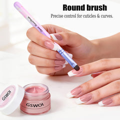 GSWOI brush in use applying polygel for smooth, controlled sculpting