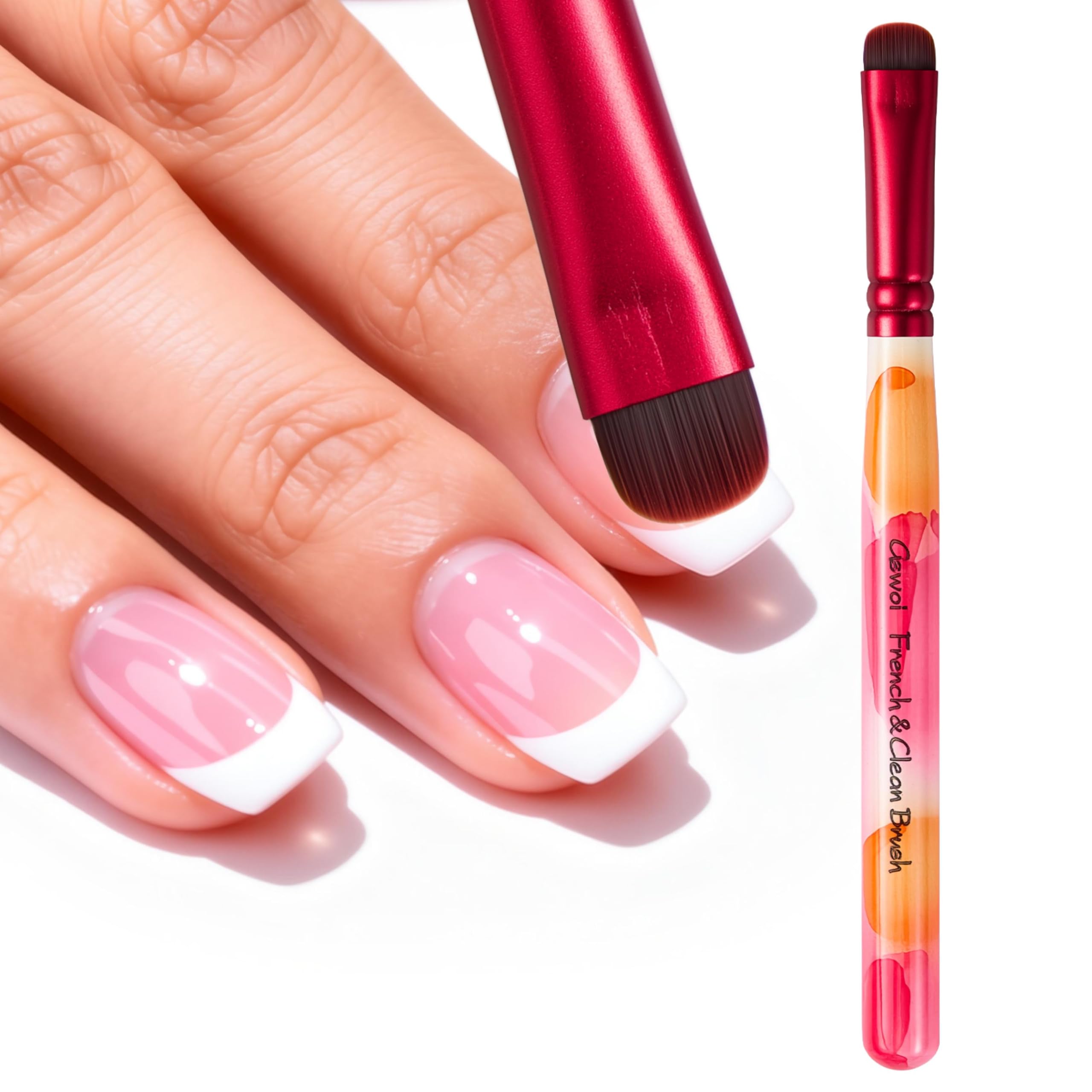 GSWOI front view of brush packaging showing red French brush, highlights precise tips