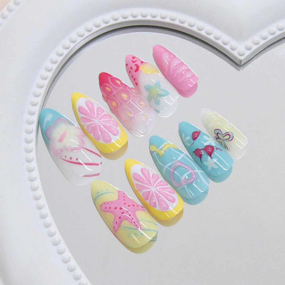 GUAACCB close-up of 3D starfish and floral accents highlighting intricate summer designs
