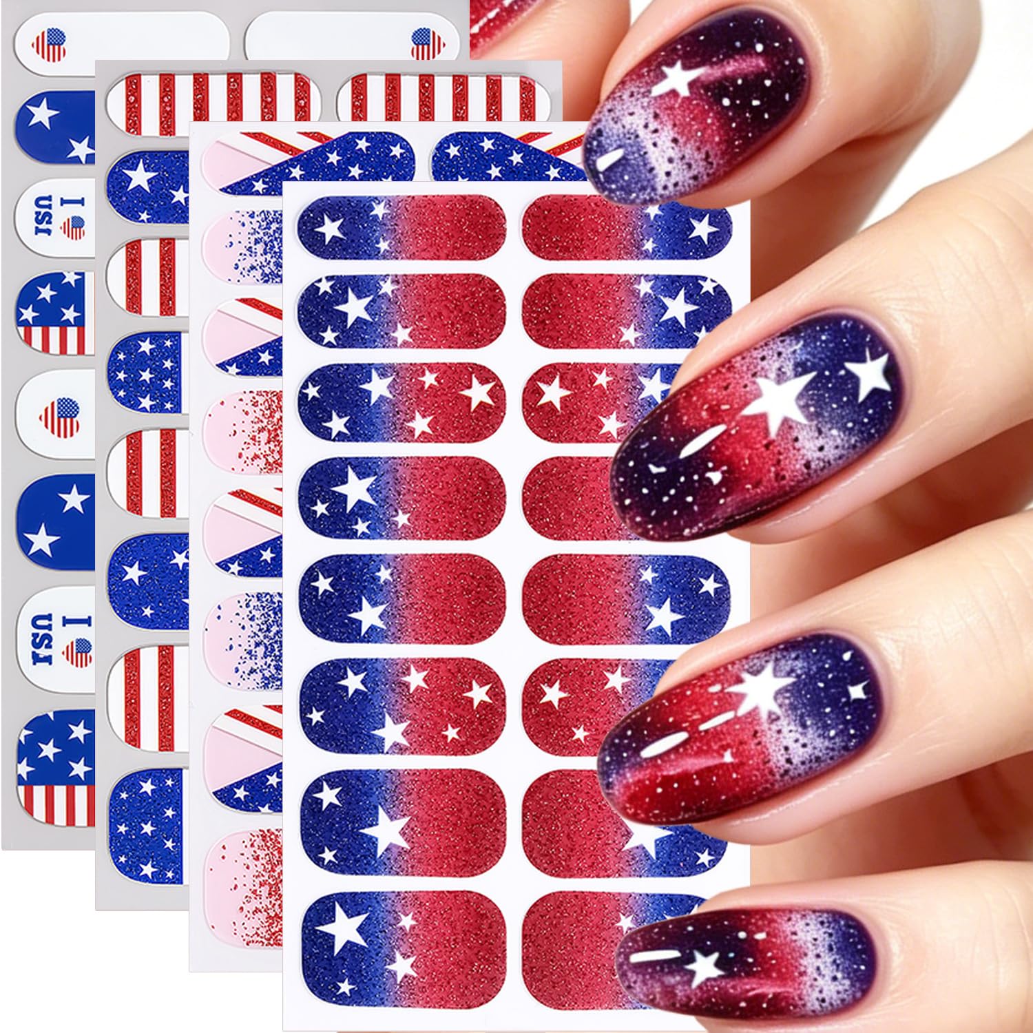 GUAACCB packaging showing patriotic nail wrap set and included nail file for convenience