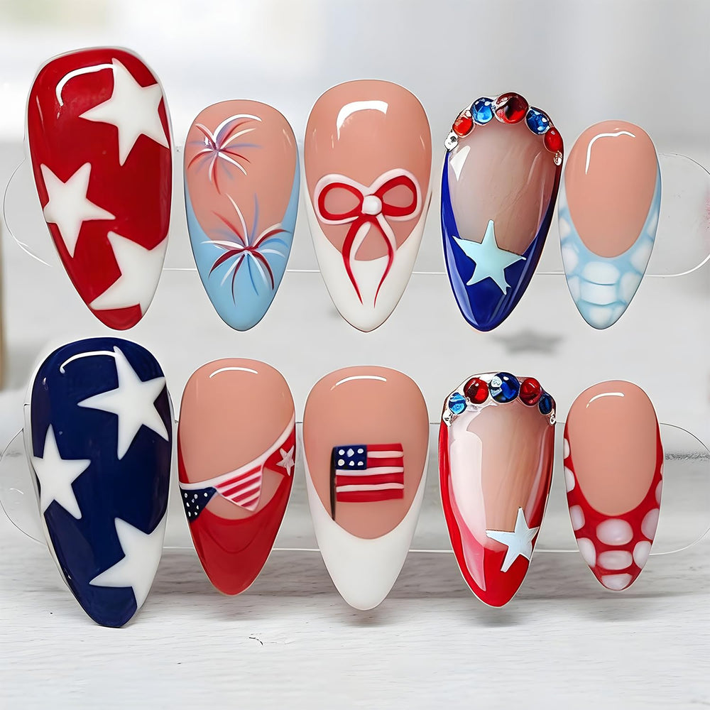 GUAACCB front packaging showing 4th of July nails kit, easy festive manicure