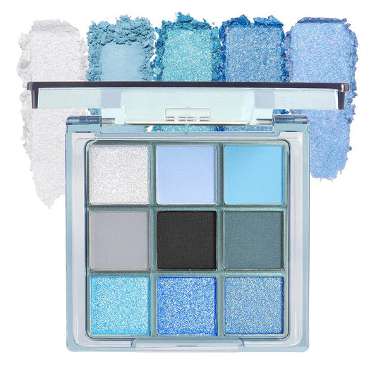 GUANTIAN palette front open showing nine blue shades and finishes, easy selection