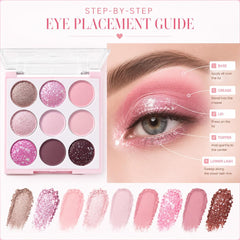 GUANTIAN top-down open palette displaying nine coordinated pink shades