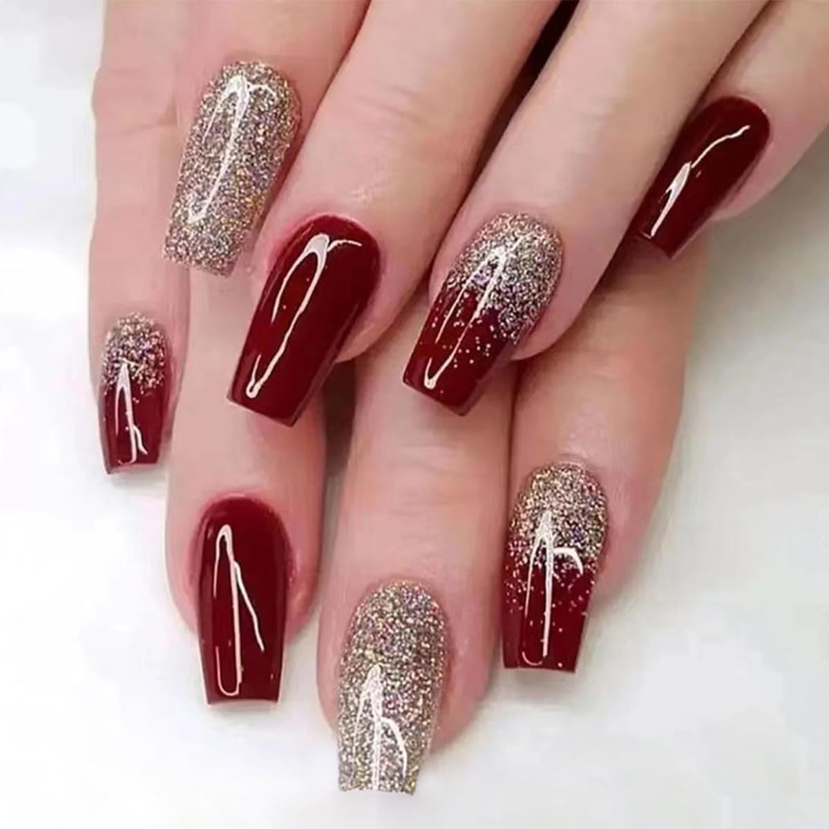 GUFUGU close-up texture of ABS acrylic nails highlighting durable sheen