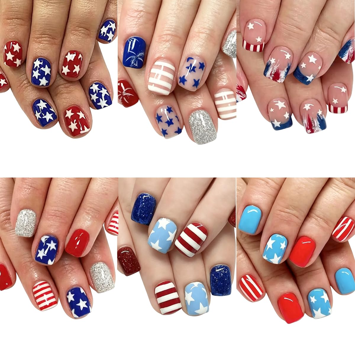 GUFUGU front packaging showing the 4th of July nail set and benefit of complete kit