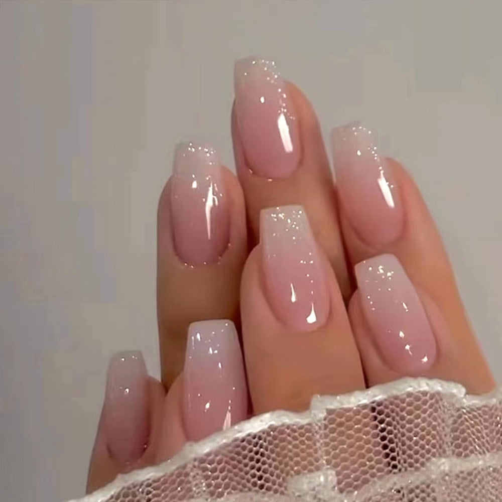 GUFUGU glitter French tip detail emphasizing sparkle and polish