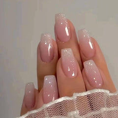 GUFUGU glitter French tip detail emphasizing sparkle and polish