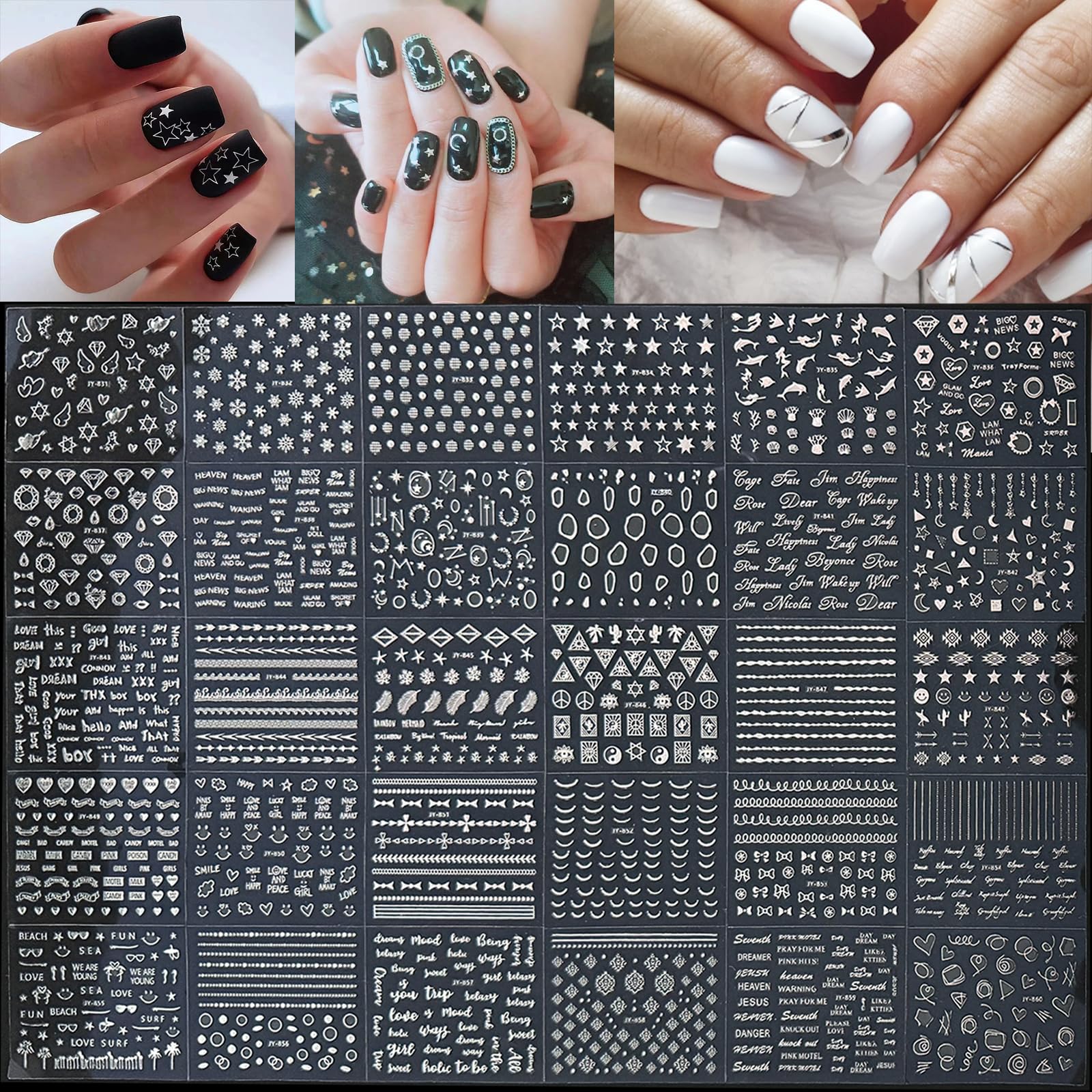 GUFUGU sticker applied on a fingernail demonstrating finished metallic accent look