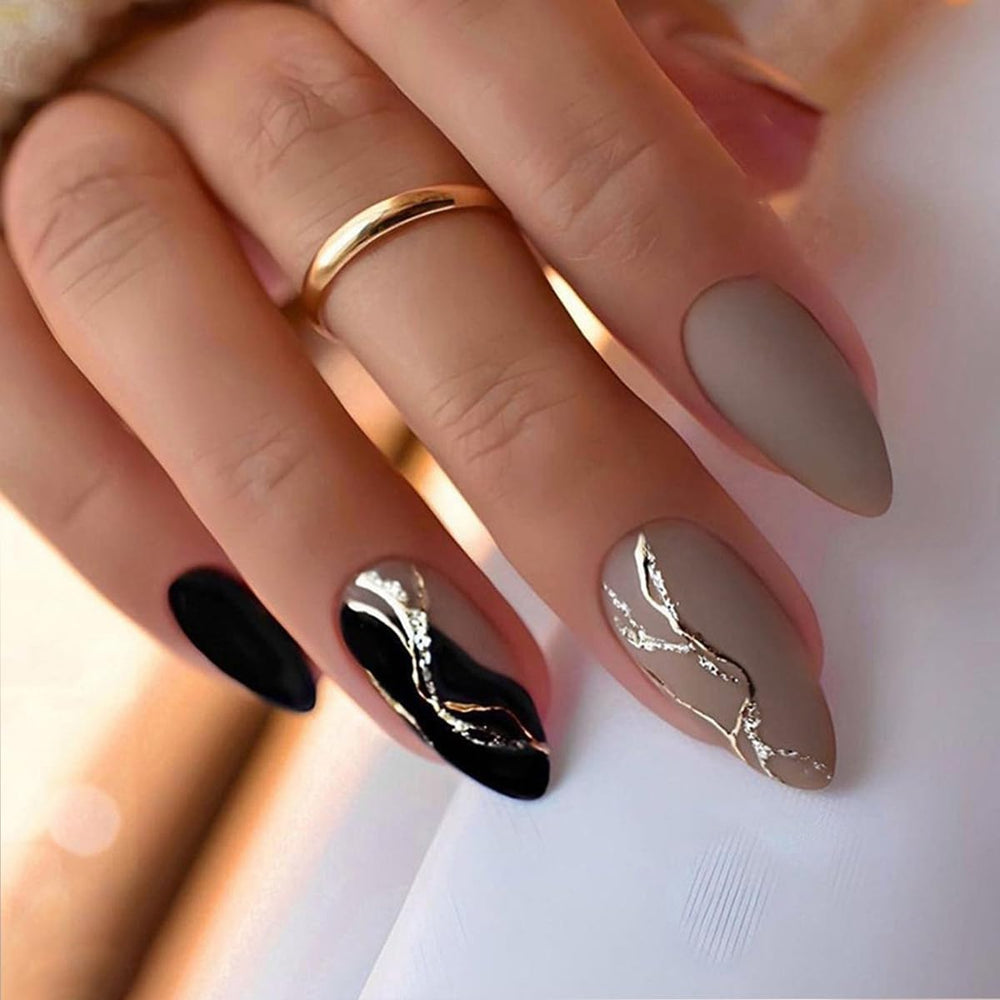GUFUGU model wearing French-tip press-on nails for an elegant event-ready look